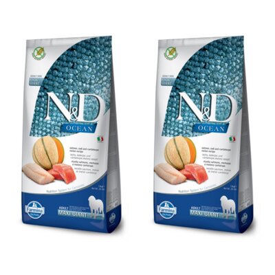Karma dla psa FARMINA N&D Ocean Łosoś z dorszem i melonem kanalupa Adult Giant Max 2 x 12 kg