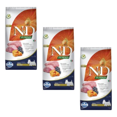 Karma dla psa FARMINA N&D Jagnięcina z dynią i borówkami Adult Mini 3 x 7 kg
