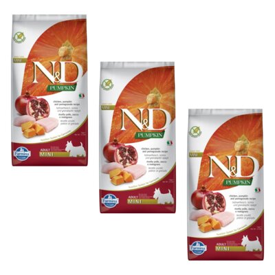 Karma dla psa FARMINA Kurczak z dynią i owoc granatu Adult Mini 3 x 7 kg