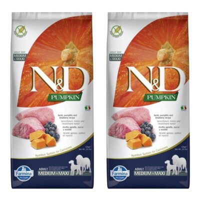 Karma dla psa FARMINA N&D Jagnięcina z dynią i borówką 2 x 12 kg