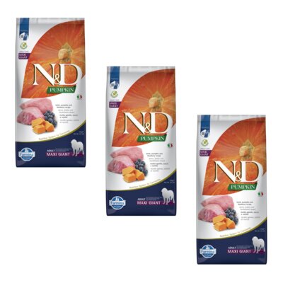 Karma dla psa FARMINA N&D Pumpkin Jagnięcina z dynią i borówką Adult Maxi Giant 3 x 12 kg