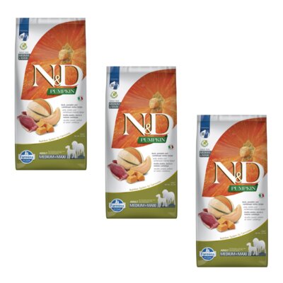 Karma dla psa FARMINA N&D Pumpkin Kaczka z dynią i melonem Kantalupa Adult Medium & Maxi 3 x 12 kg