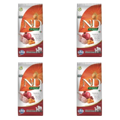 Karma dla psa FARMINA N&D Pumpkin Przepiórka z dynią i owocem granatem Adult Medium Maxi 4 x 12 kg