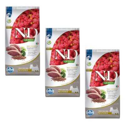 Karma dla psa FARMINA N&D Quinoa Neutered Kaczka z brokułami i szparagami Adult Mini 3 x 7 kg