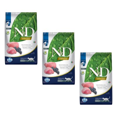 Karma dla kota FARMINA N&D Prime Jagnięcina z borówką Adult 3 x 5 kg