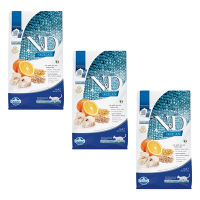 Karma dla kota FARMINA N&D Ocean Adult Dorsz. Orkisz. Owies i Pomarańcza 3 x 300 g