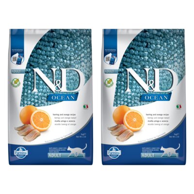 Karma dla kota FARMINA N&D Ocean Neutered Śledź i pomarańcza Adult 2 x 5 kg