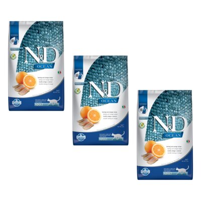 Karma dla kota FARMINA N&D Ocean Neutered Śledź i pomarańcza Adult 3 x 5 kg