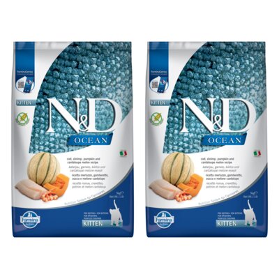 Karma dla kota FARMINA N&D Ocean Dorsz. krewetka. dynia i melon 2 x 5 kg