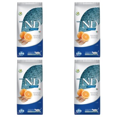 Karma dla kota FARMINA N&D Ocean Śledź z pomarańczą 4 x 10 kg