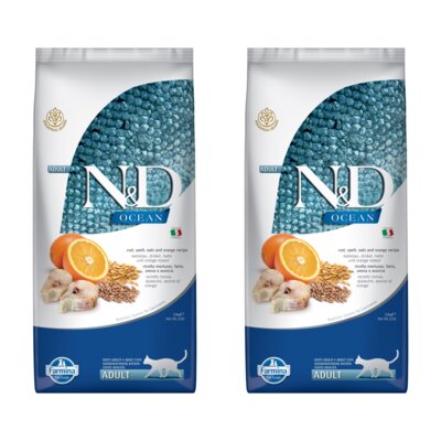 Karma dla kota FARMINA N&D Ocean Dorsz z orkiszem owies i pomarańcza 2 x 10 kg
