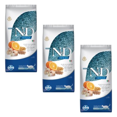 Karma dla kota FARMINA N&D Ocean Dorsz z orkiszem owies i pomarańcza 3 x 10 kg