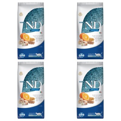 Karma dla kota FARMINA N&D Ocean Dorsz z orkiszem owies i pomarańcza 4 x 10 kg
