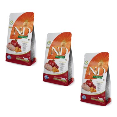 Karma dla kota FARMINA N&D Pumpkin Przepiórka z dynią i granatem 3 x 5 kg