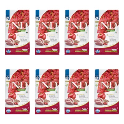 Karma dla kota FARMINA N&D Quinoa Hairball Adult kaczka. jabłko i żurawina 8 x 1.5 kg