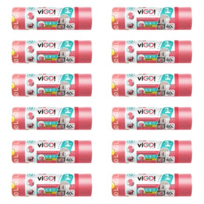 Worki na śmeci VIGO 60L (120 sztuk) Czerwony