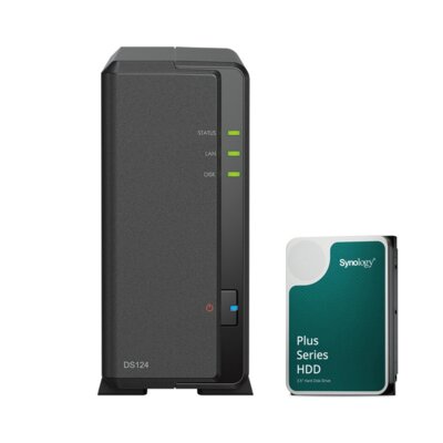 Serwer plików SYNOLOGY DS124 1GB RAM + Dysk SYNOLOGY HAT3300 4TB HDD