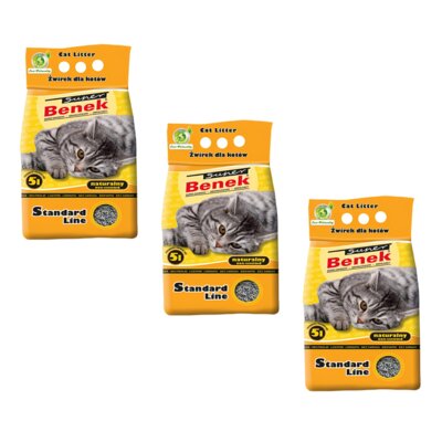 Żwirek dla kota SUPER BENEK Naturalny 3 x 5 L