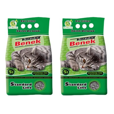 Żwirek dla kota SUPER BENEK Zielony Las 2 x 5 L