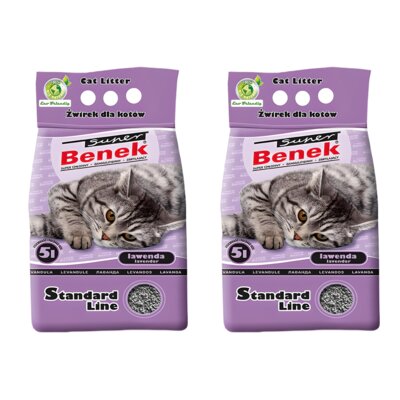 Żwirek dla kota SUPER BENEK Lawenda 2 x 5 L