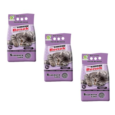 Żwirek dla kota SUPER BENEK Lawenda 3 x 5 L