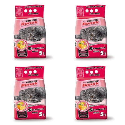 Żwirek dla kota SUPER BENEK Cytrusowa świeżość 4 x 5 L