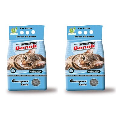Żwirek dla kota SUPER BENEK Compact Naturalny 2 x 5 L