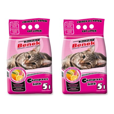 Żwirek dla kota SUPER BENEK Compact Cytrusowy 2 x 5 L