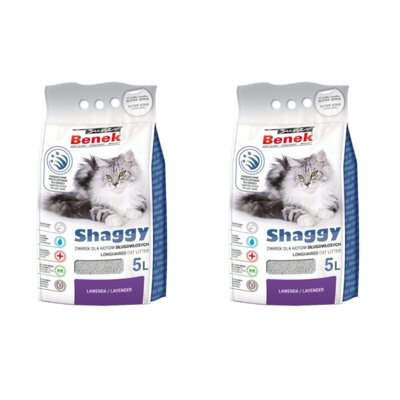 Żwirek dla kota SUPER BENEK Shaggy Lawenda 2 x 5 L