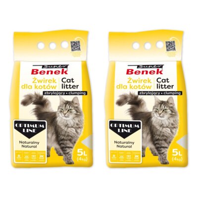 Żwirek dla kota SUPER BENEK Optimum Naturalny 2 x 5 L