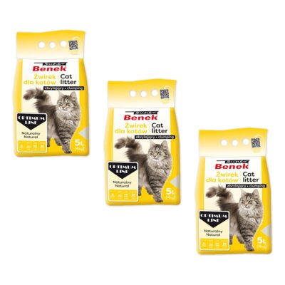 Żwirek dla kota SUPER BENEK Optimum Naturalny 3 x 5 L