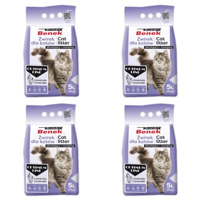 Żwirek dla kota SUPER BENEK Optimum Lawenda 4 x 5 L