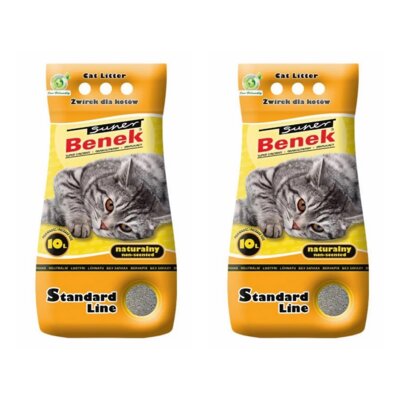 Żwirek dla kota SUPER BENEK Standard Naturalny 10111 2 x 10 L