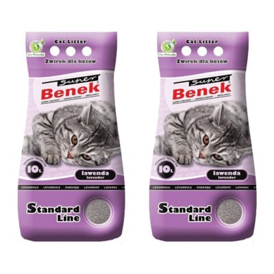 Żwirek dla kota SUPER BENEK Standard Lawenda 2 x 10 l