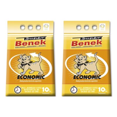 Żwirek dla kota SUPER BENEK Economic 2 x 10 L