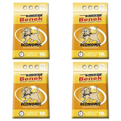 Żwirek dla kota SUPER BENEK Economic 4 x 10 L