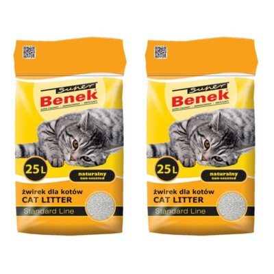 Żwirek dla kota SUPER BENEK Standard Naturalny 2 x 25 l