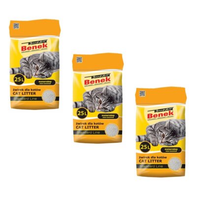 Żwirek dla kota SUPER BENEK Standard Naturalny 3 x 25 l