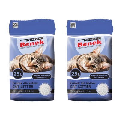 Żwirek dla kota SUPER BENEK Compakt Bryza Morska 2 x 25 L