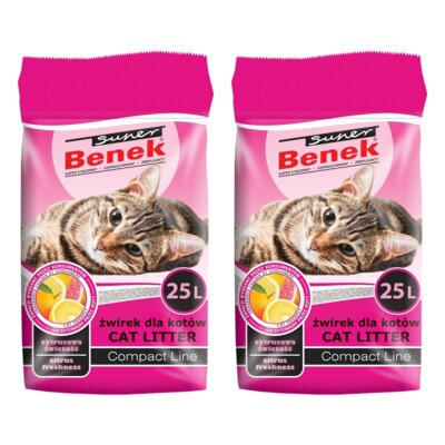 Żwirek dla kota SUPER BENEK Compact Cytrusowa świeżość 19930 2 x 25 L
