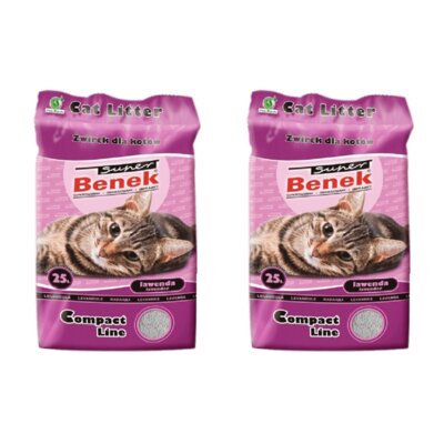 Żwirek dla kota SUPER BENEK Compact Lawenda 2 x 25 L