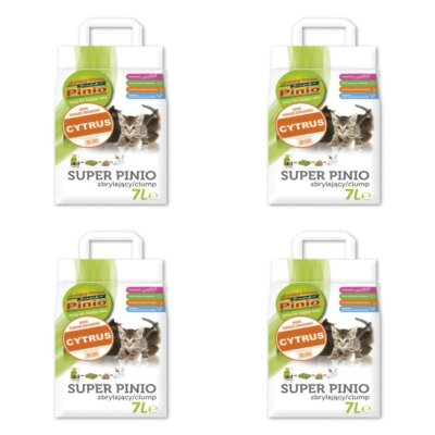 Żwirek dla kota SUPER PINIO Cytrusowy 4 x 7 L