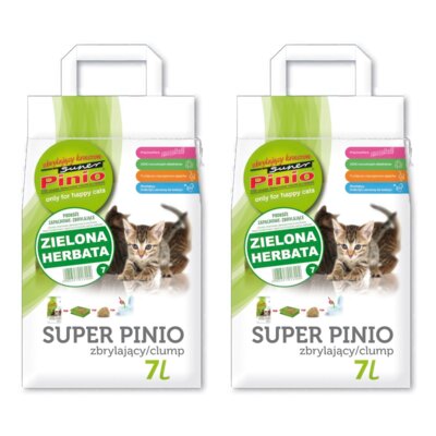 Żwirek dla kota SUPER PINIO Zielona herbata 2 x 7 L