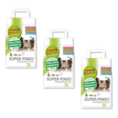 Żwirek dla kota SUPER PINIO Zielona herbata 3 x 7 L