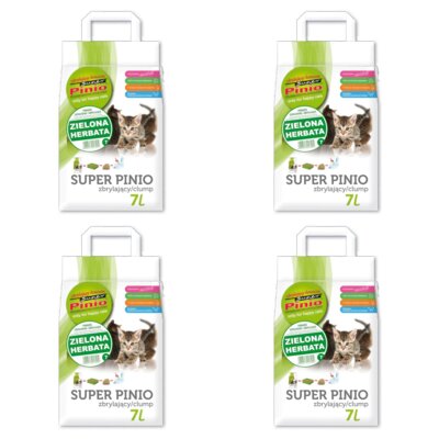 Żwirek dla kota SUPER PINIO Zielona herbata 4 x 7 L