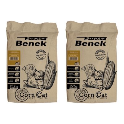 Żwirek dla kota SUPER BENEK Corn Golden 2 x 25 L