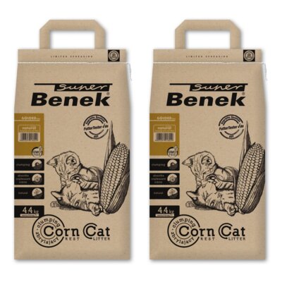 Żwirek dla kota SUPER BENEK Corn Golden 2 x 35 L