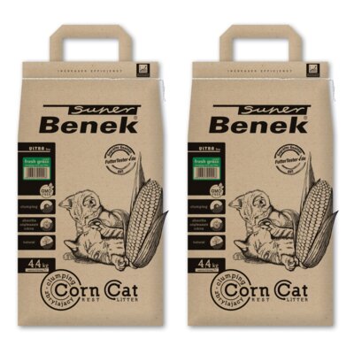 Żwirek dla kota SUPER BENEK Corn Cat Ultra Świeża Trawa 2 x 7 L