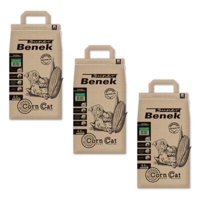 Żwirek dla kota SUPER BENEK Corn Cat Ultra Świeża Trawa 3 x 7 L