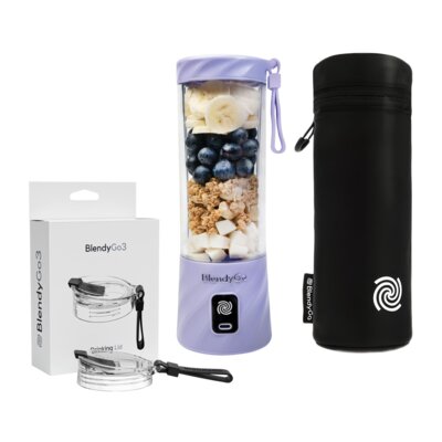 Blender personalny BLENDYGO 3 Lawendowy Bezprzewodowy + Etui termiczne BLENDYGO do BlendyGo 3 + Nakrętka ustnik do picia BLENDYGO BlendyGo 3